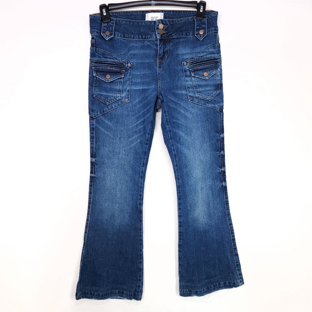 BDG Mirco Flare Jeans Women's Size 29 Cargo Pockets Blue Denim Mid Wash